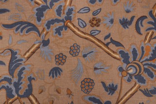 Thibaut Denmark F96033 Printed Drapery Fabric in Navy and Camel