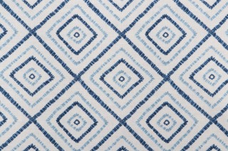 Thibaut Kozar F94925 Printed Drapery Fabric in Navy and White