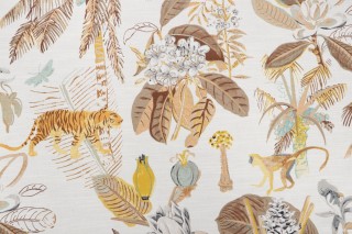 Tommy Bahama Heavenly Kingdom Printed Cotton Drapery Fabric in Linen