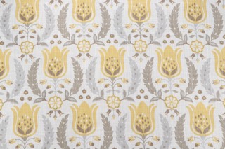 Robert Allen Ornate Frame Printed Cotton Drapery Fabric in Zest