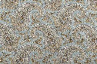 Robert Allen New Paisley Printed Cotton Drapery Fabric in Dew