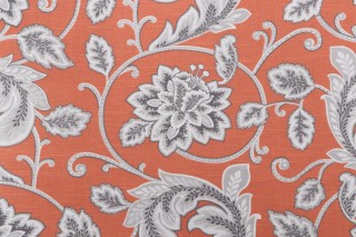 Duralee McGivern Printed Cotton Drapery Fabric in Orange