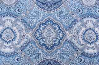 Duralee Abbotsford Printed Drapery Fabric in Blue