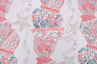 Kaufmann Cote D'Azur Printed Cotton Drapery Fabric in Coral