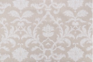Thibaut Anita Damask F98635 Printed Linen Blend Drapery Fabric in Cream