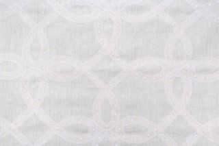 1 Yard Thibaut Salina Ribbon AW1376 Embroidered Drapery Fabric in White