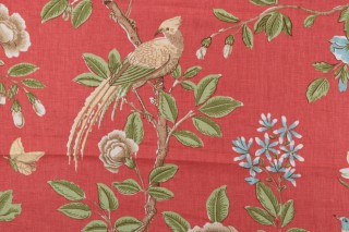 Thibaut Newman F94706 Printed Linen Drapery Fabric in Pink