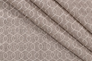 Thibaut Ballad AW2556 Embroidered Drapery Fabric in Light Flax on Flax