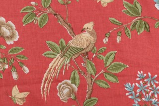 Thibaut Newman F94706 Printed Linen Drapery Fabric in Pink