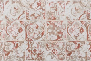 Ellen Degeneres Petra Tile Printed Cotton Drapery Fabric in Blush 