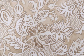 P Kaufmann Bruges Printed Cotton Drapery Fabric in Oat 