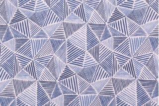 Waverly Stitches Printed Cotton Drapery Fabric in Ocean