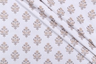 PK Lifestyles Floral Sprig Embroidery Decorator Fabric in Mineral