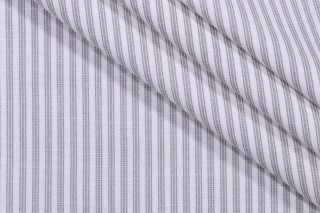 PK Lifestyles Everyday Ticking Printed Cotton Drapery Fabric in Shadow