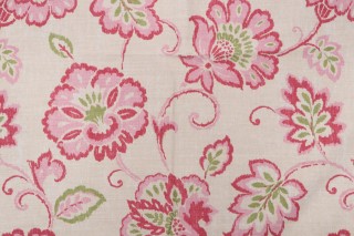 Thibaut Alexa F94918 Printed Linen Blend Drapery Fabric in Pink
