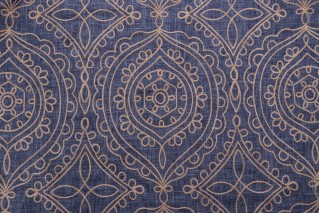 Kaufmann Timeless Embroidered Drapery Fabric in Indigo
