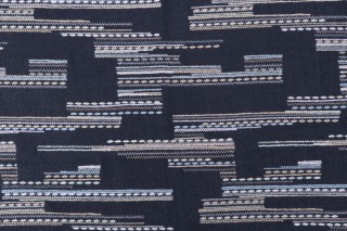 Amna Embroidered Drapery Fabric in Indigo