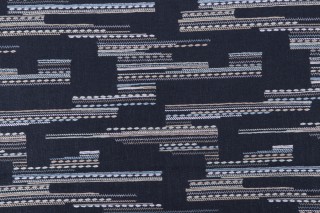 1 Yard Amna Embroidered Drapery Fabric in Indigo