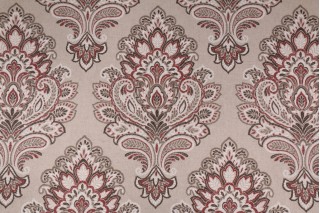 Vilber 13449-Ritz Spanish Damask Printed Linen Blend Drapery Fabric in Cardinal