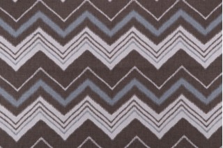 Mill Creek Chevron Printed Cotton Drapery Fabric in Bluestone