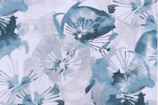 Richloom Waldman Printed Cotton Drapery Fabric in Ocean