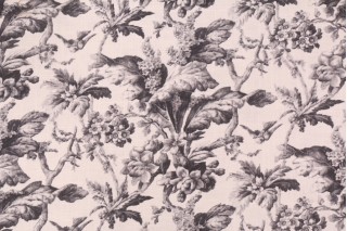 Waverly Southern Belle Printed Linen Blend Drapery Fabric in Cinder