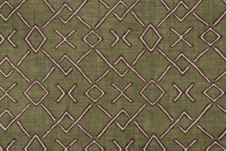 PK Lifestyles Malian Geo Printed Linen Blend Drapery Fabric in Fern