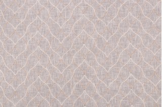 PK Lifestyles Harlequin Stitch Embroidered Sheer Drapery Fabric in Linen