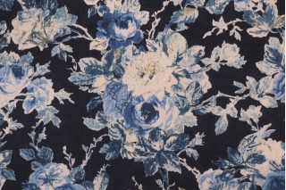 Waverly Apple Hill Printed Cotton Blend Drapery Fabric in Indigo