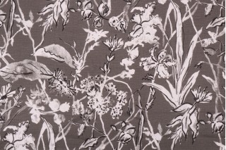 Lacefield Garden Party-Cambric Printed Cotton Blend Drapery Fabric in Ink