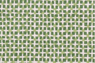 Lacefield Cross-Chatham White Printed Cotton Blend Drapery Fabric in Emerald