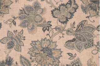 Covington Noblesse Printed Linen Blend Drapery Fabric in 555-Classic Navy