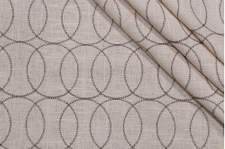 Robert Allen Gate Stich Embroidered Drapery Fabric in Espresso