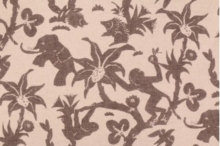 Novogratz Monkey Business Printed Cotton/Linen Drapery Fabric in Onyx