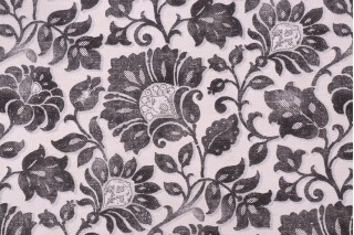 Waverly Imaginary Printed Cotton Drapery Fabric in Charcoal