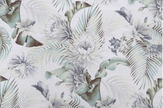 Tommy Bahama Harbor Island Printed Cotton Drapery Fabric in White Smoke