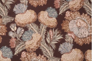 PK Lifestyles Balinese Garden Printed Linen Blend Drapery Fabric in Caviar
