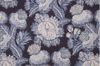 PK Lifestyles Balinese Garden Printed Linen Blend Drapery Fabric in Midnight