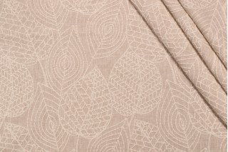 Valiant Fabrics Eden Embroidered Drapery Fabric in Linen