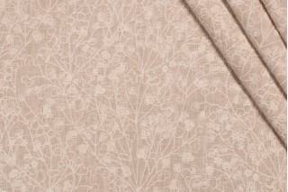 Valiant Fabrics Lola Embroidered Drapery Fabric in Linen