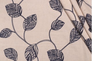 Valiant Fabrics Cassie Embroidered Drapery Fabric in Nautic