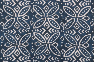 Ellen Degeneres Merida Printed Polyester Outdoor Fabric in Indigo
