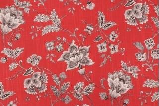 Mill Creek Silverdale Printed Cotton Drapery Fabric in Redcoat