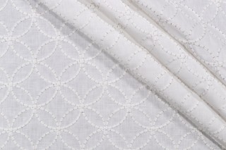 Valiant Fabrics Cycle Embroidered Drapery Fabric in Off-White 