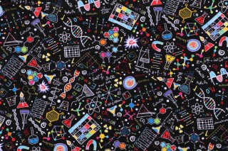 Timeless Treasures Bright Science Doodles Printed Cotton Craft Fabric in Black 