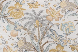 Waverly Fiji Flora Printed Cotton Drapery Fabric in Blonde 