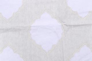 Hassley Embroidered Drapery Fabric in White