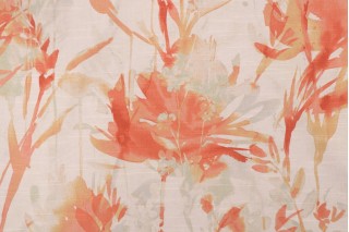 PK Lifestyles Flowery Spray Printed Cotton Drapery Fabric in Mango