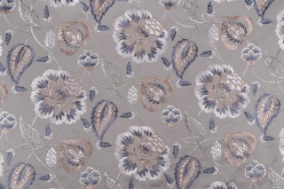 Valiant Fabrics Lydia Embroidered Drapery Fabric in Haze