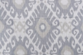 Jaclyn Smith Vale Printed Cotton Drapery Fabric in Delft for Fabricut